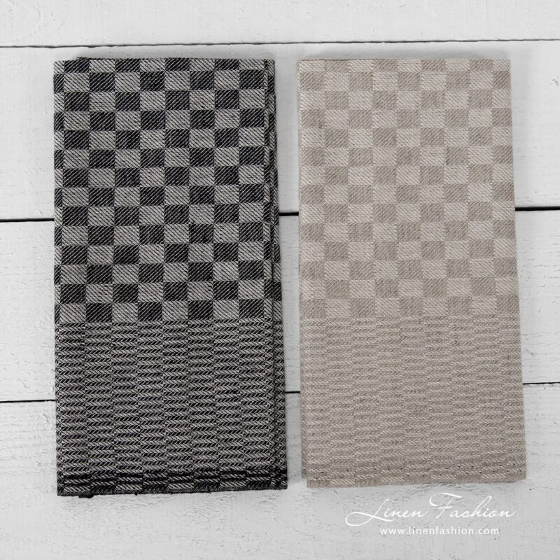 Checked linen kitchen towels, 2pcs.
