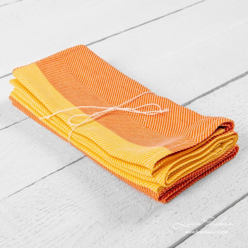 Set of kitchen towels in orange.