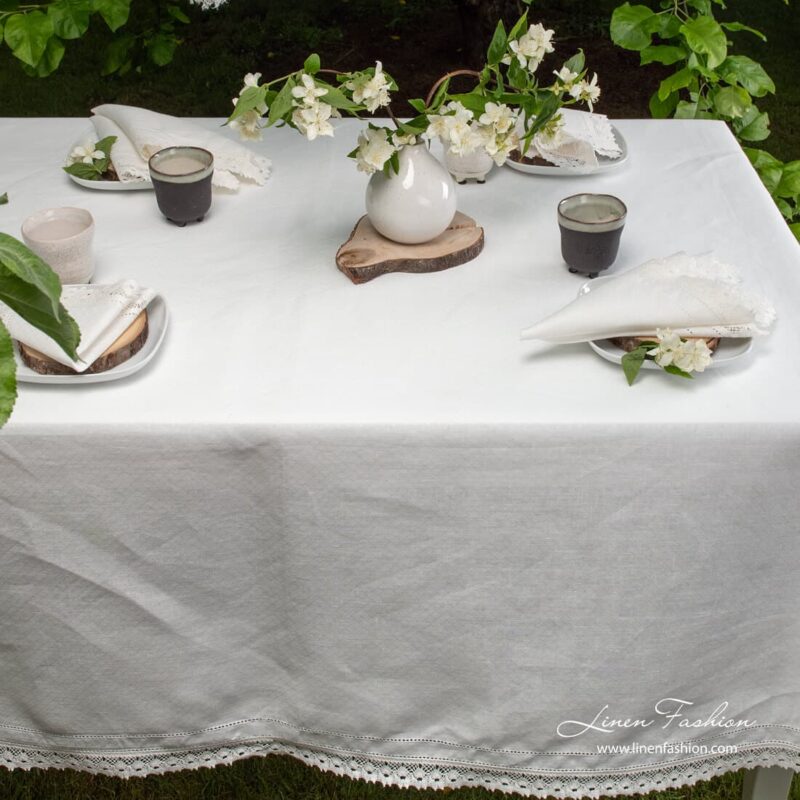 100% linen white tablecloth, nora.