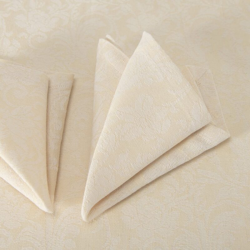 Cream floral linen cotton napkin, jacquard