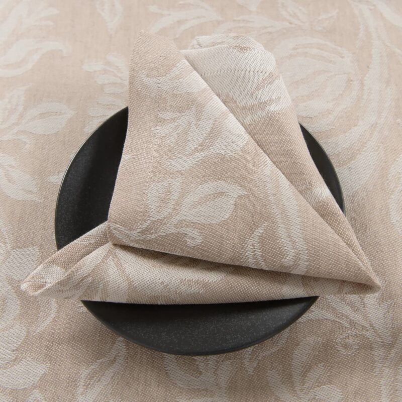 floral brown half linen napkin, Jacquard