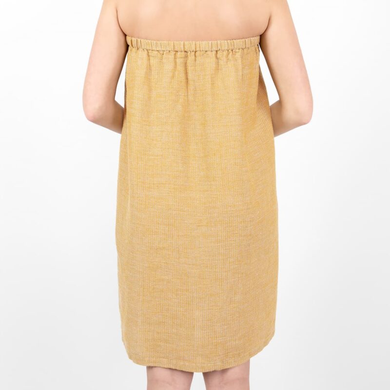 linen yellow wrap towel, with elastic