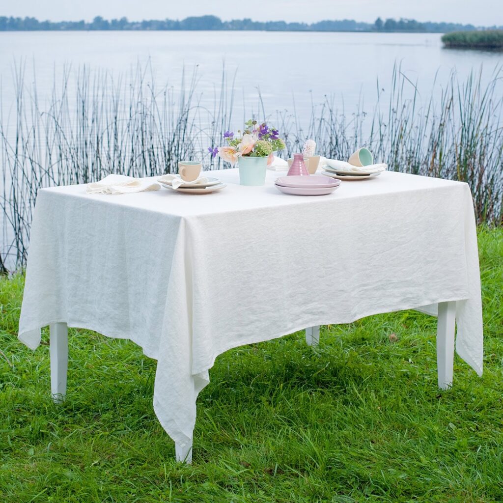 Off-white linen tablecloth