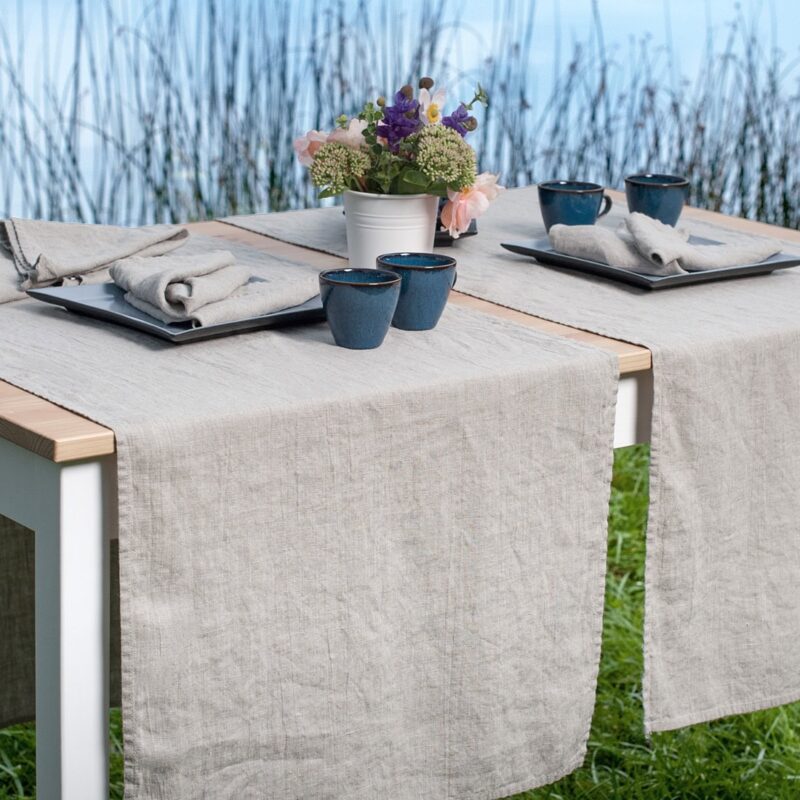 Natural linen table runner