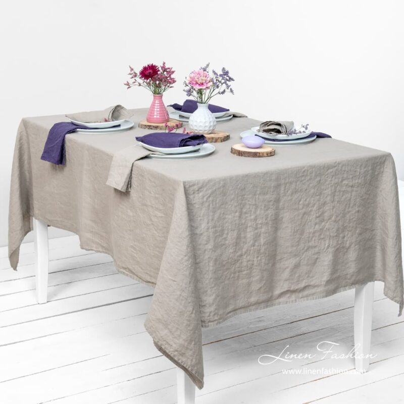 Brownish grey linen tablecloth, gamma.