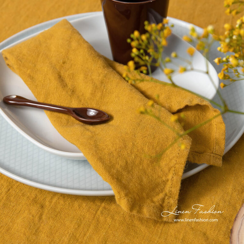 Linen washed mustard color napkins