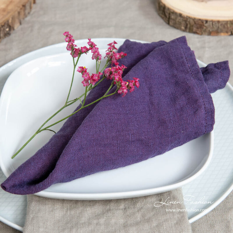 Washed purple linen napkins