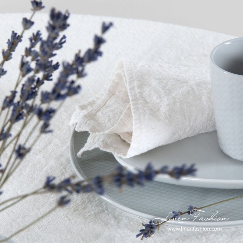Linen blend off white napkin, washed