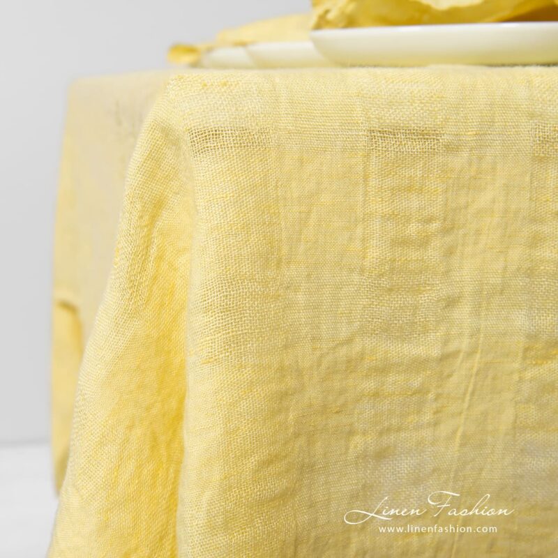 PORTO yellow tablecloth woven from yellow and greenish yellow yarns