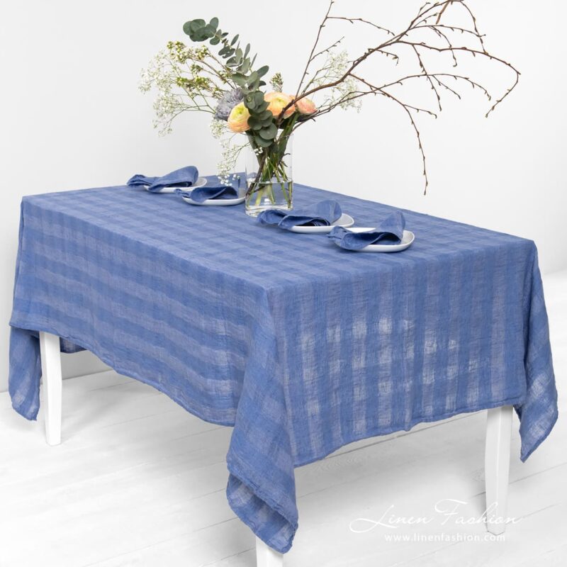 PORTO blue linen tablecloth