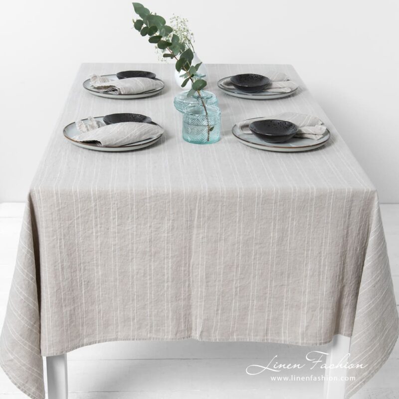 URBAN grey linen tablecloth with matching napkins