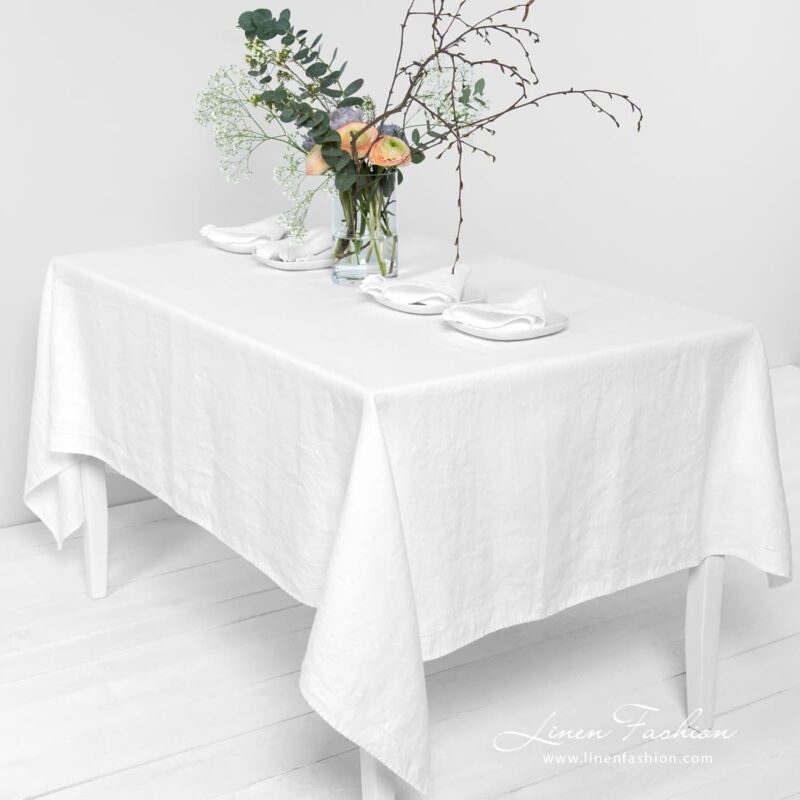 NARA white linen tablecloth