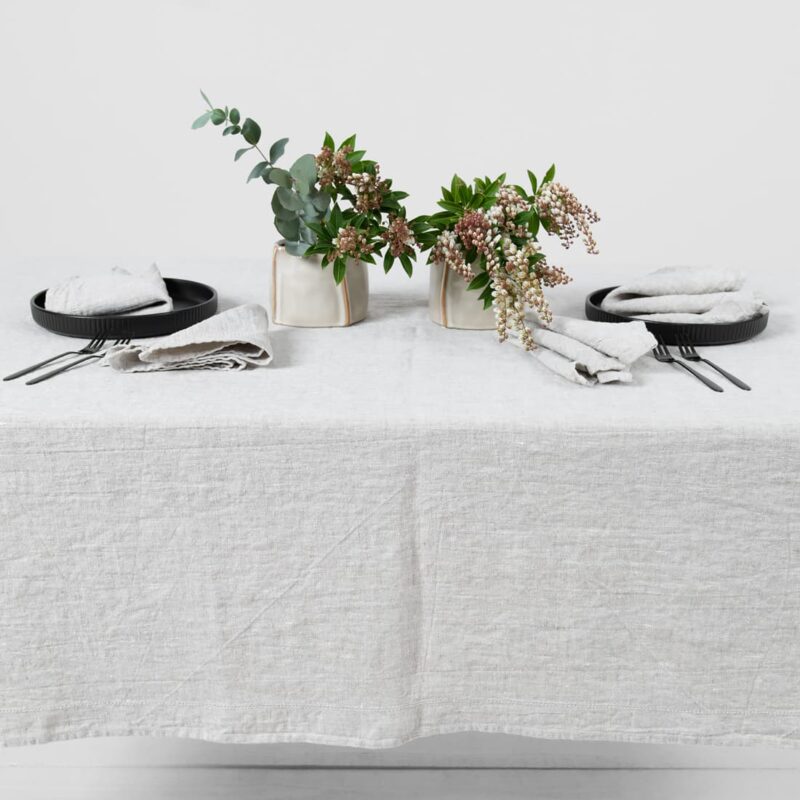 beige linen tablecloth washed