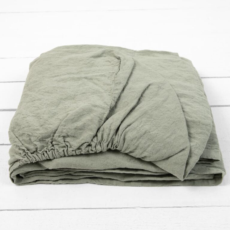 light green linen fitted sheet