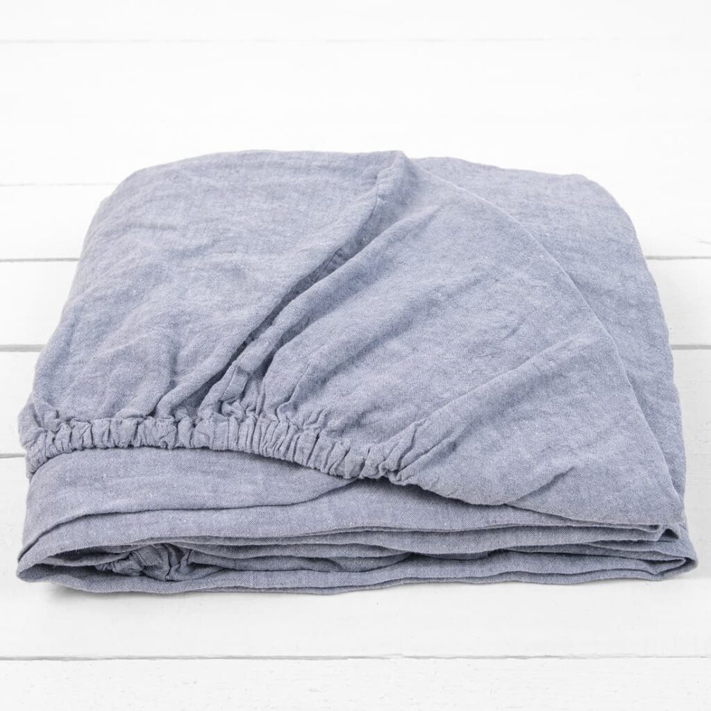 blue mix linen fitted sheet