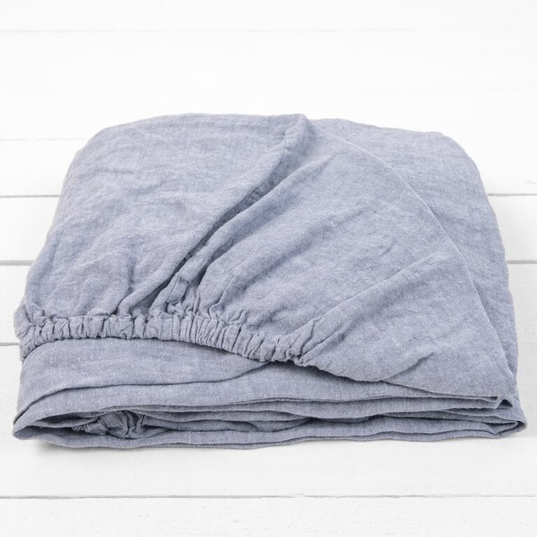 blue mix linen fitted sheet