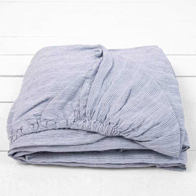 blue linen fitted sheet