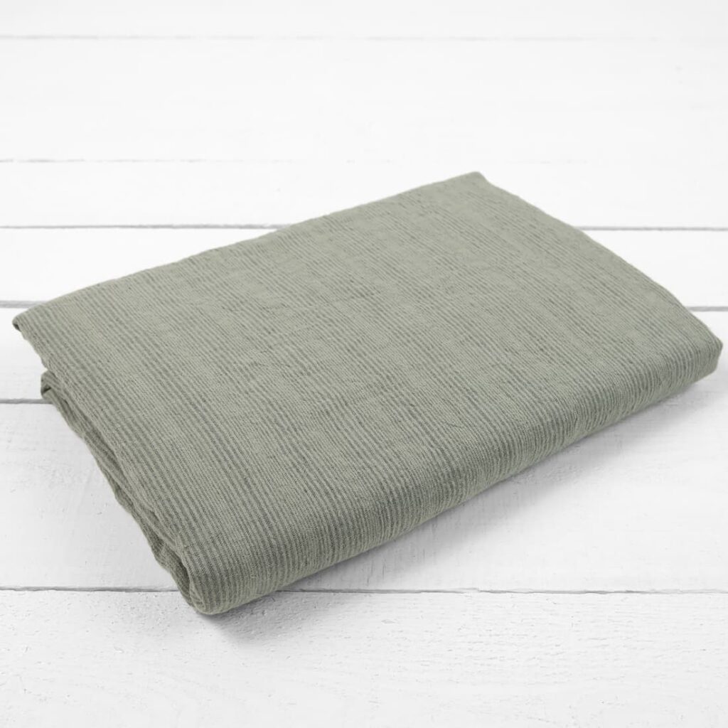 green striped linen flat sheet