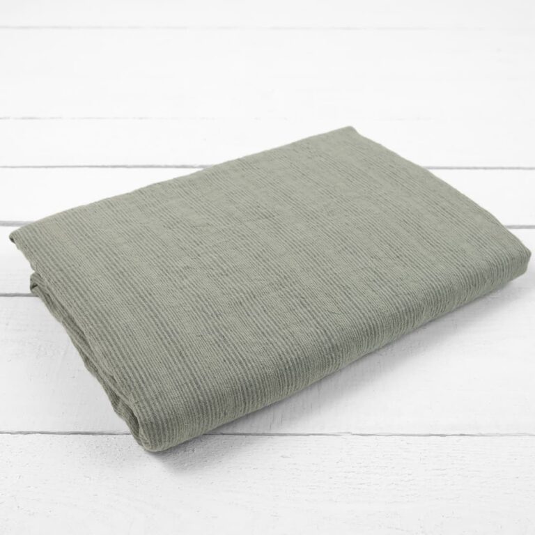 green striped linen flat sheet