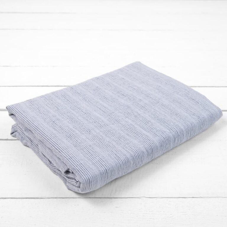 linen striped blue flat sheet