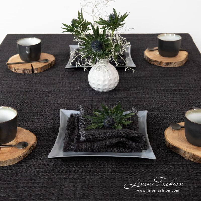 Charcoal grey napkin.