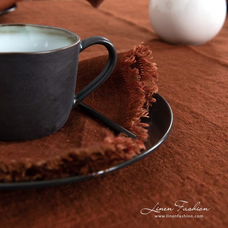 Napkin in brown color.