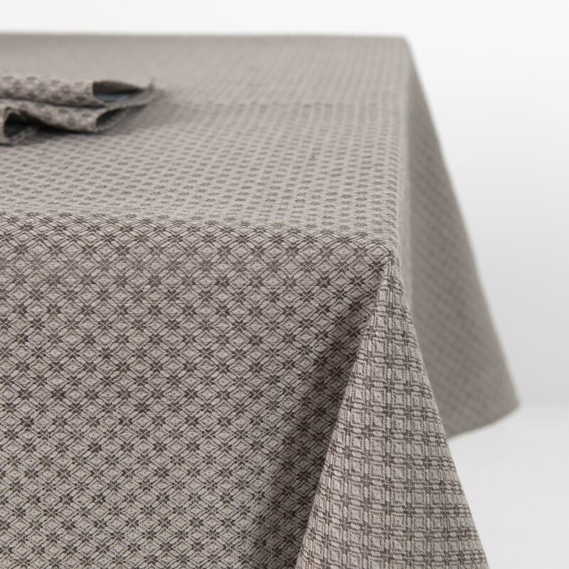 Brown tablecloth linen cotton, detail