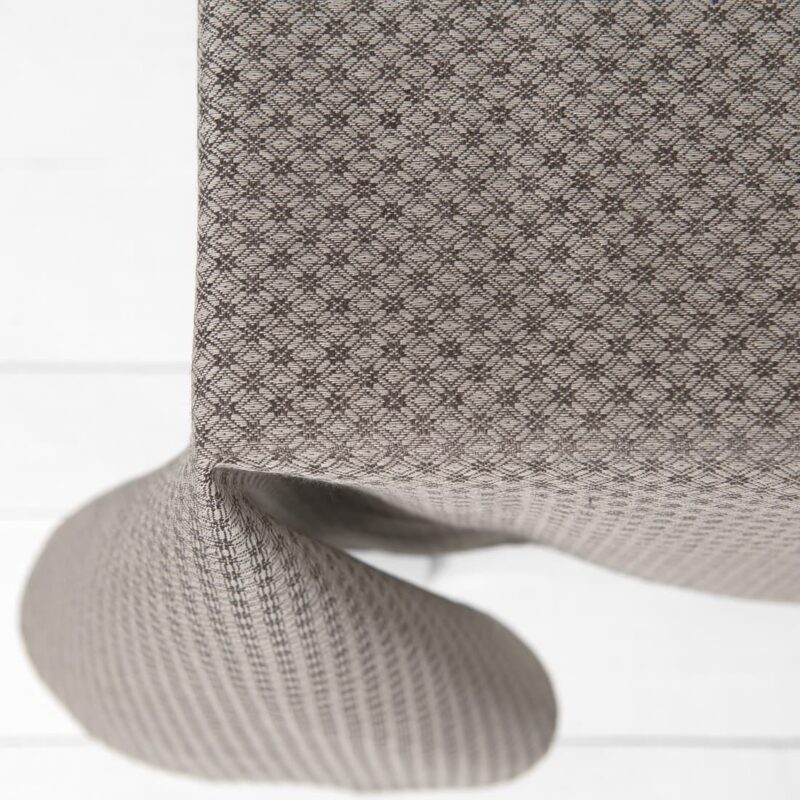 Brown tablecloth linen cotton, top edge view