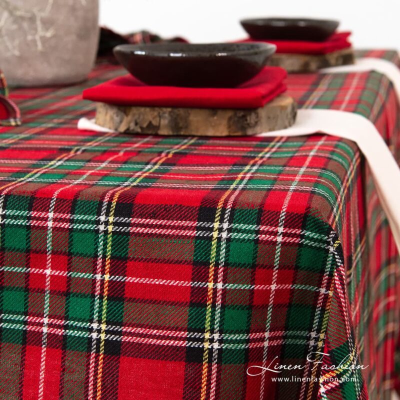Linen cotton red tablecloth SCARLET.