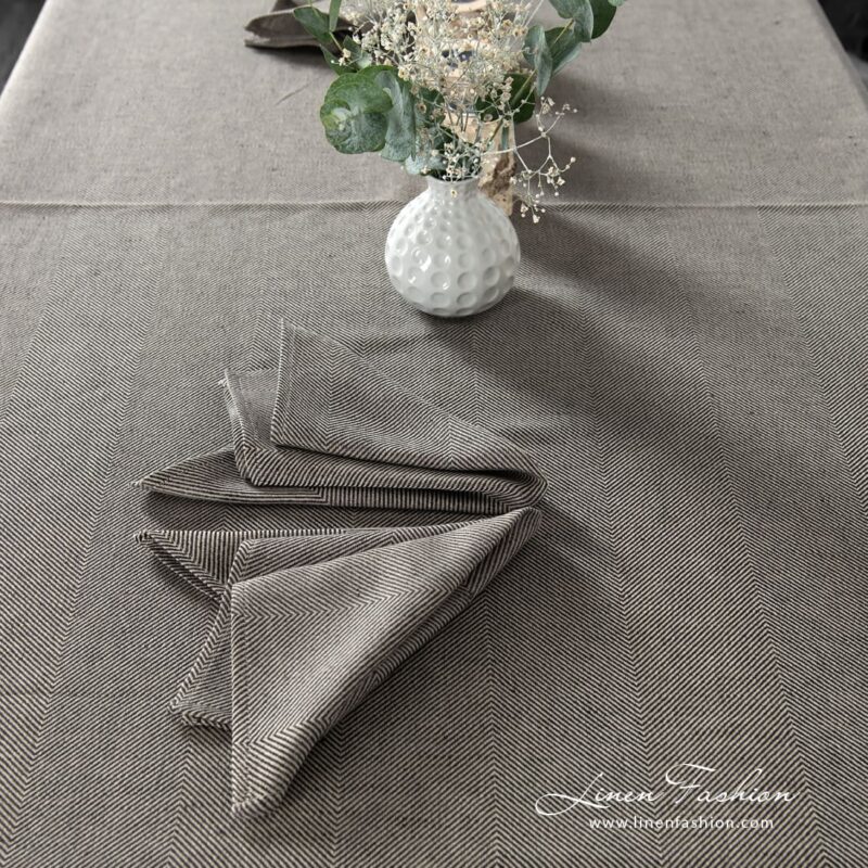 Linen cotton napkin in herringbone pattern
