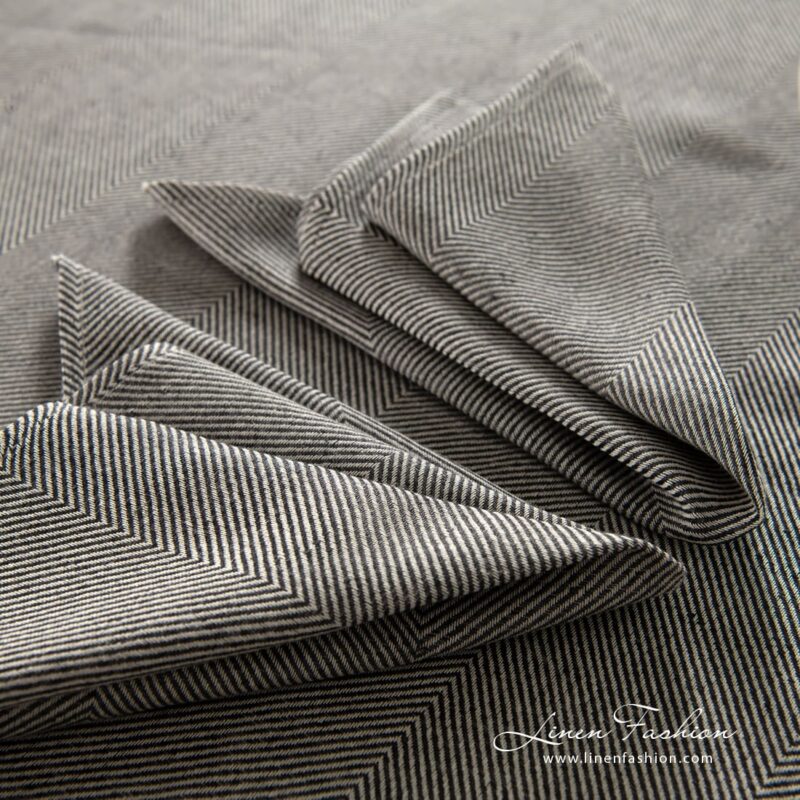 MINERAL linen cotton napkin in herringbone pattern