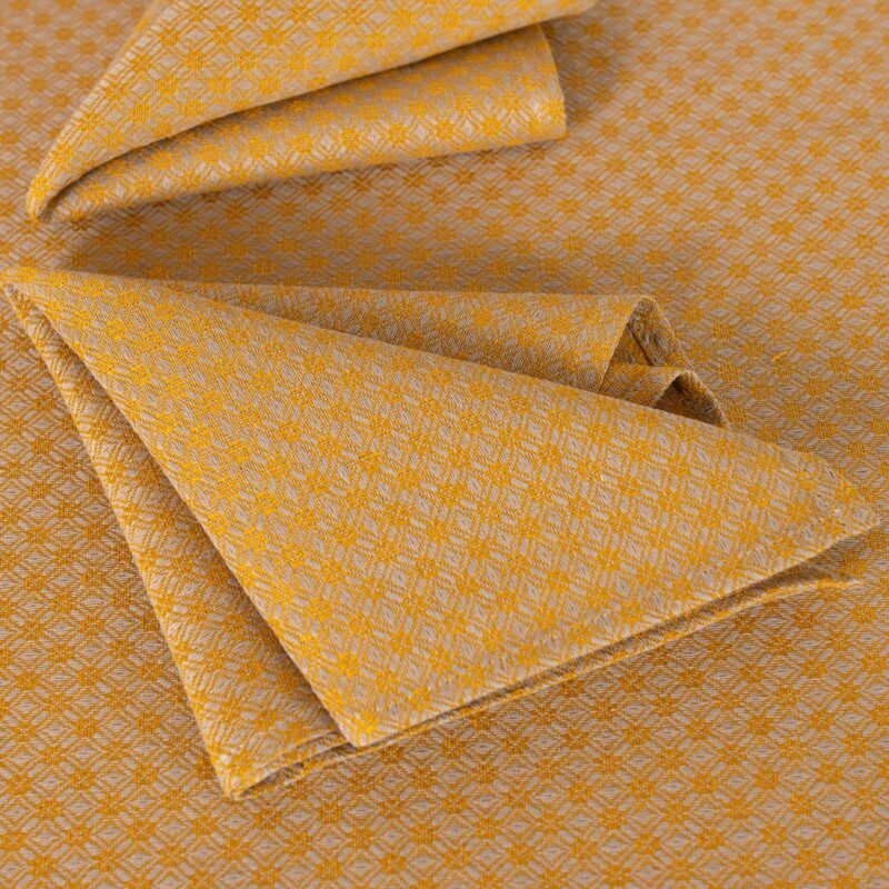 Yellow patterned linen cotton napkin