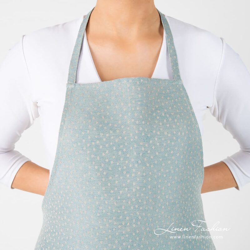 CANDY blueish green linen cotton apron with neck and back straps