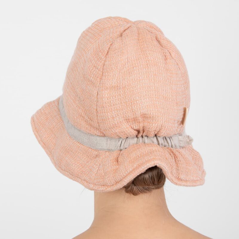 powder brown linen sauna hat, washed