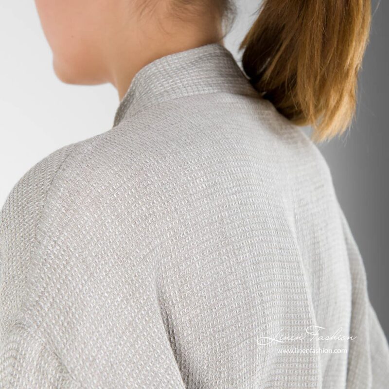 Grey womens robe of 100% linen, malta.