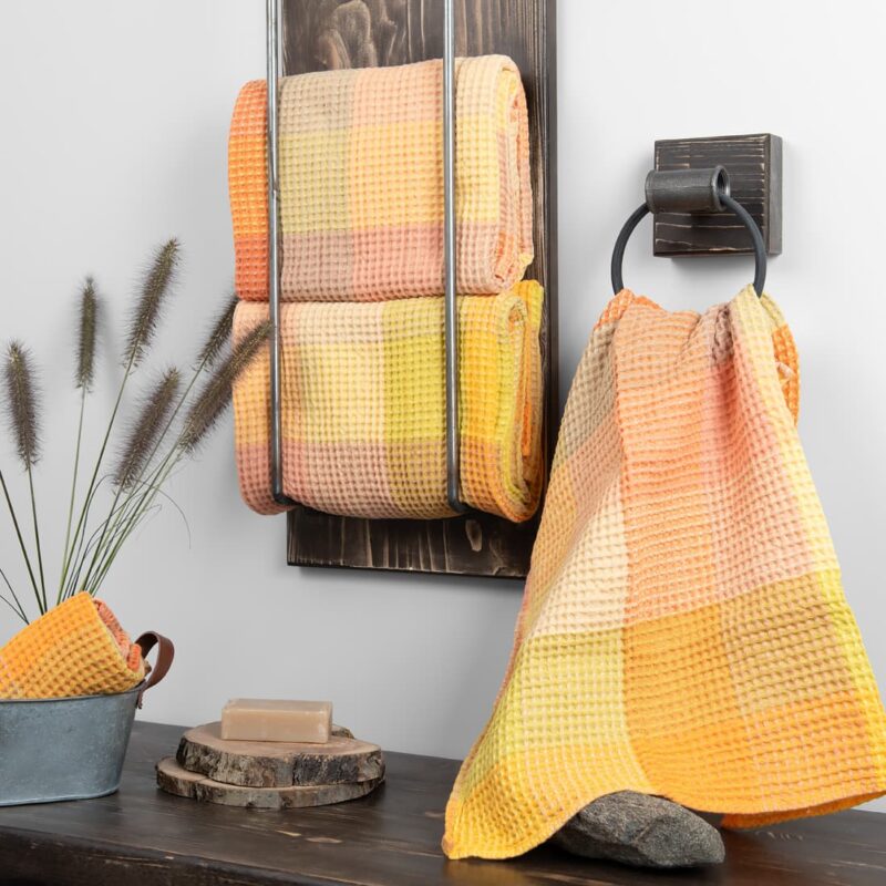 linen orange bath towel.