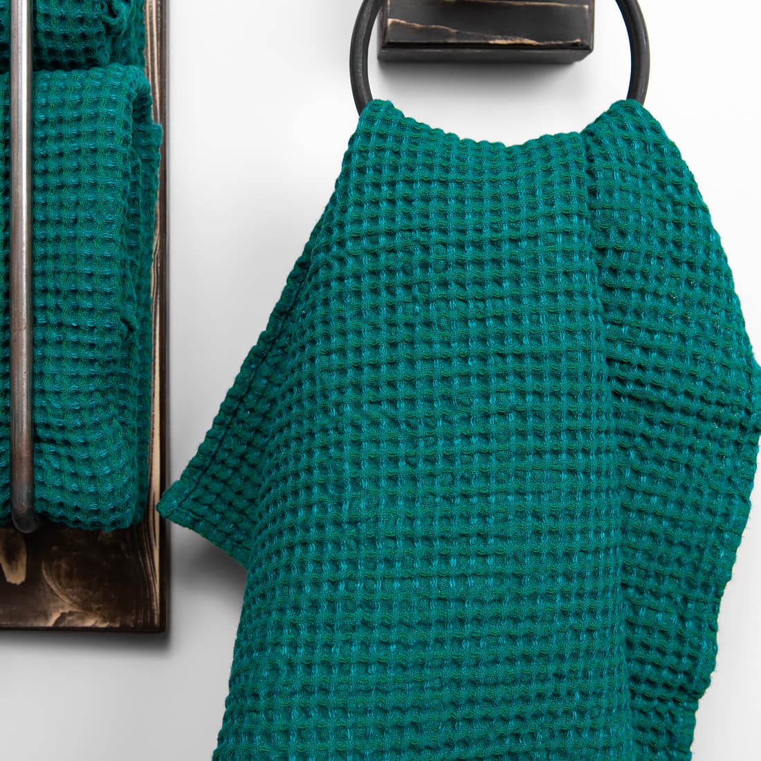 bath linen cotton towel emerald, waffle structure