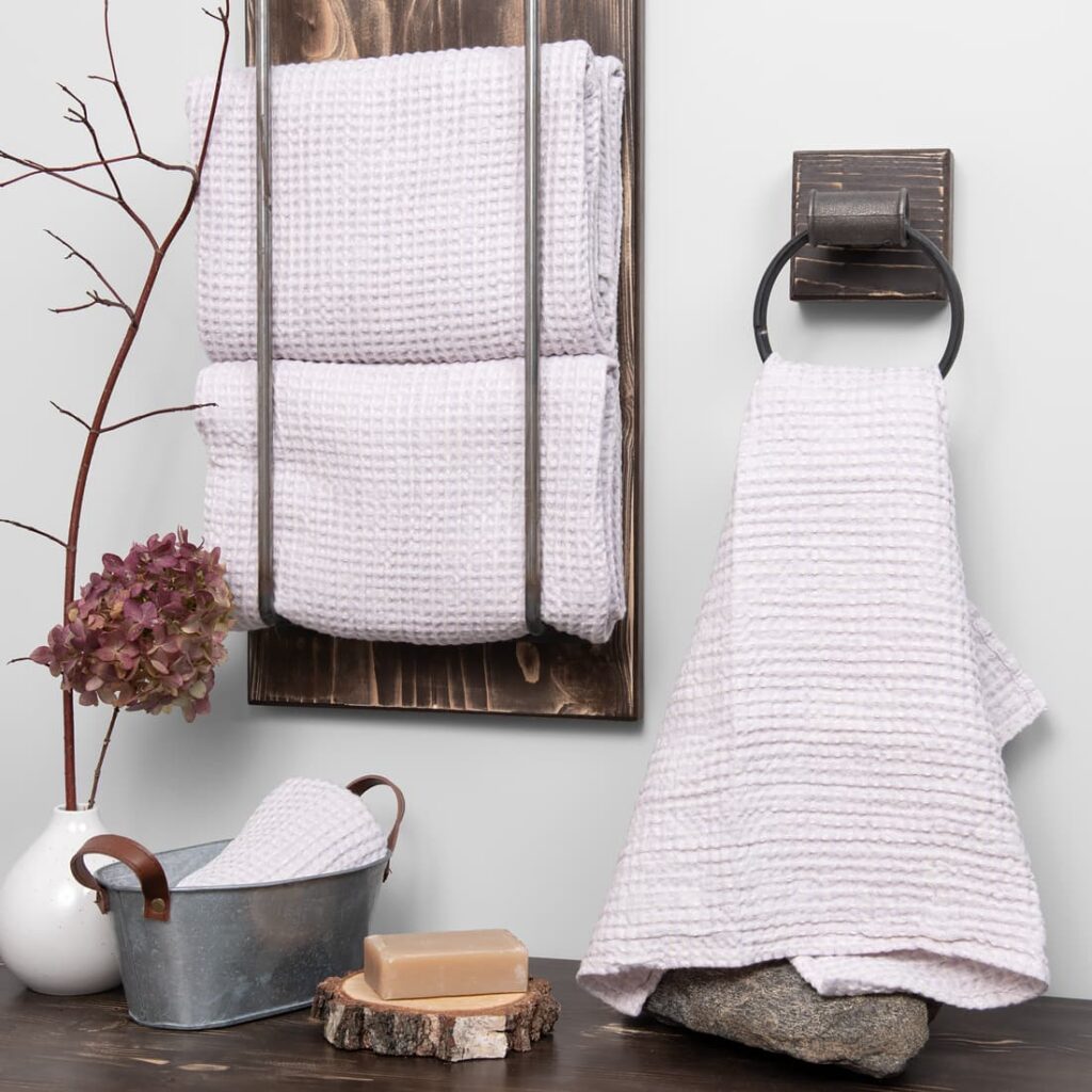 linen cotton light lilac towel