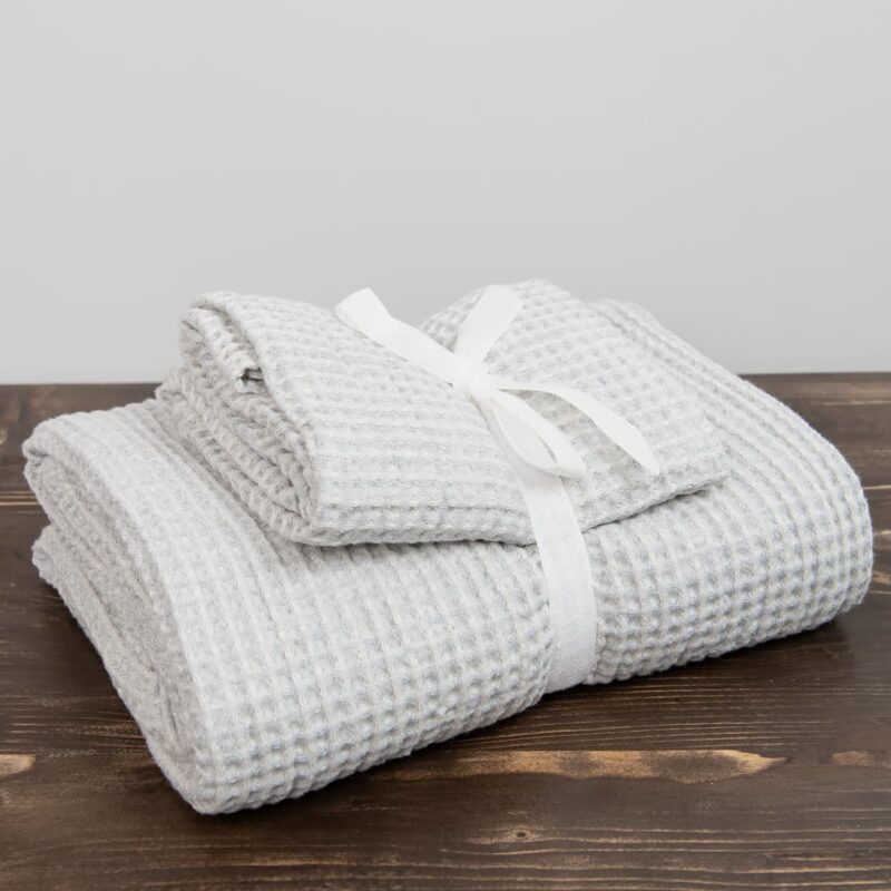 linen cotton ice grey bath towel, set