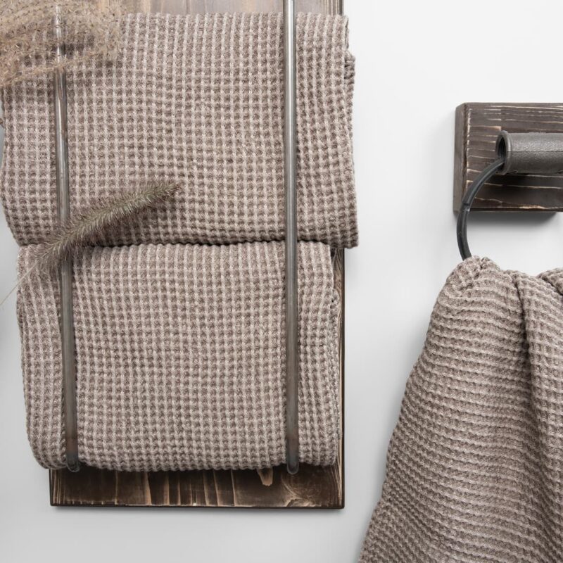 grey brown linen bath towel, big size