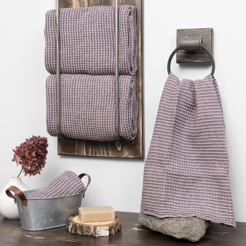 grey violet linen bath towel