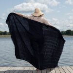 ISLA Ręcznik plażowy w czarno-niebieskie pasy