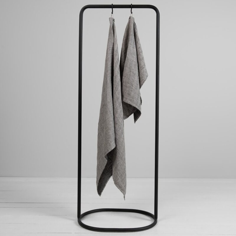Grey linen herringbone bath towel