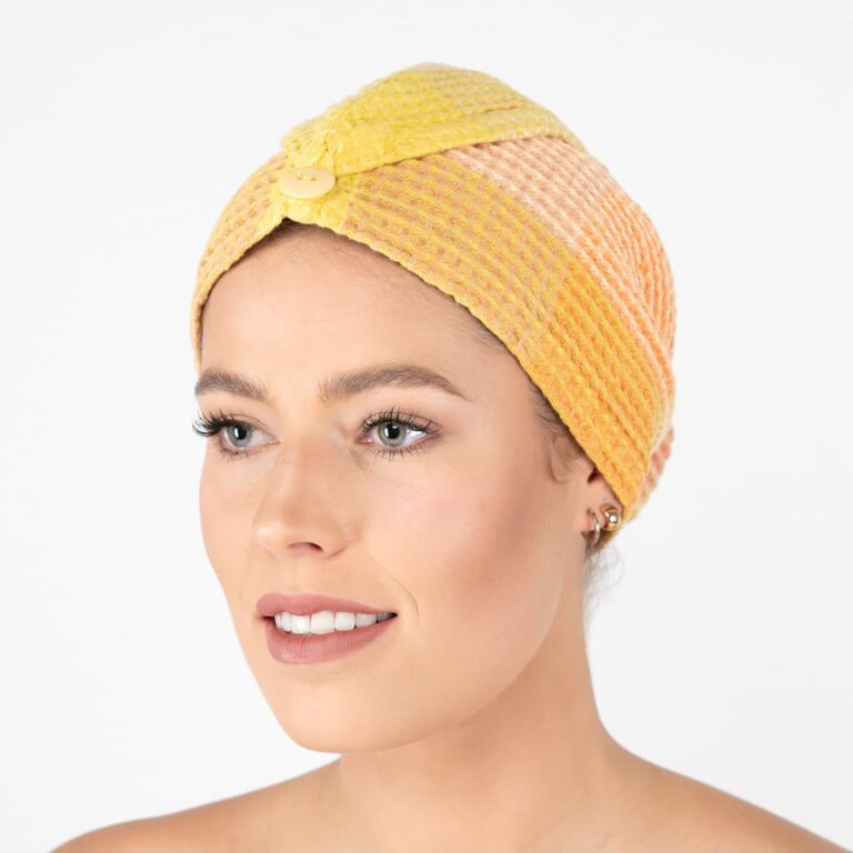 orange hair wrap linen towel, bingo.
