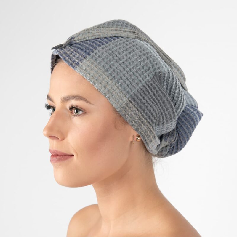 grey hair wrap linen towel, bingo.