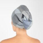 BINGO Ręcznik – turban na włosy niebiesko-szary