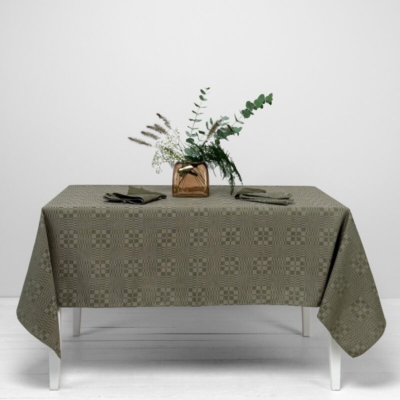 WILLOW linen cotton green tablecloth