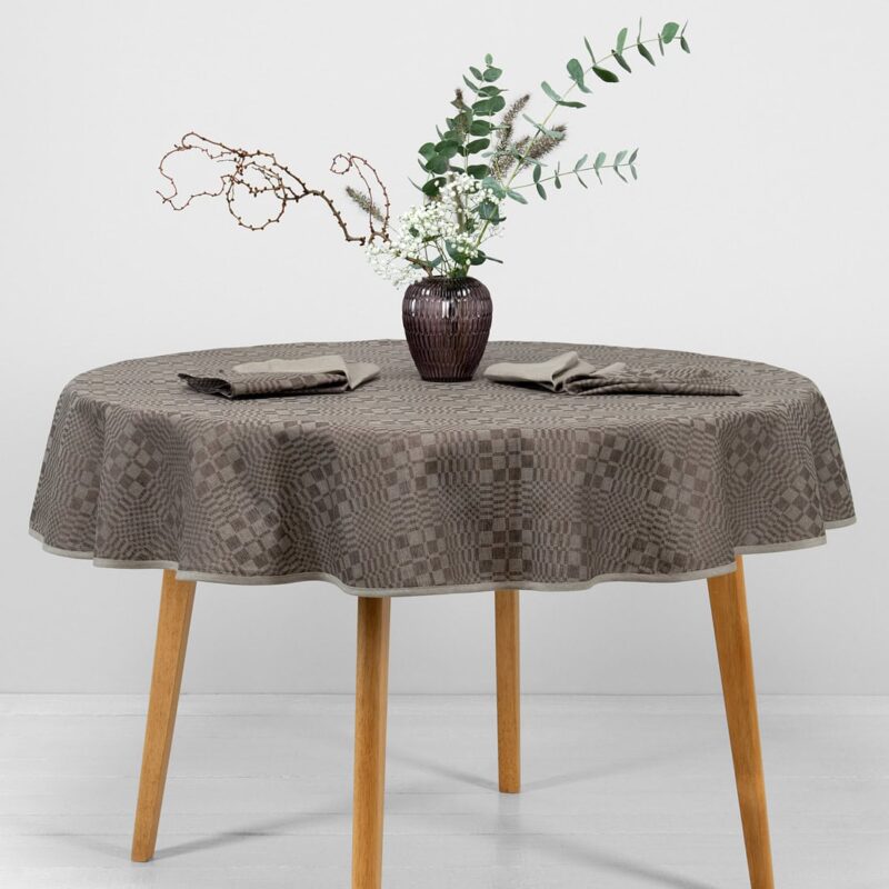 WILLOW round/oval tablecloth brown