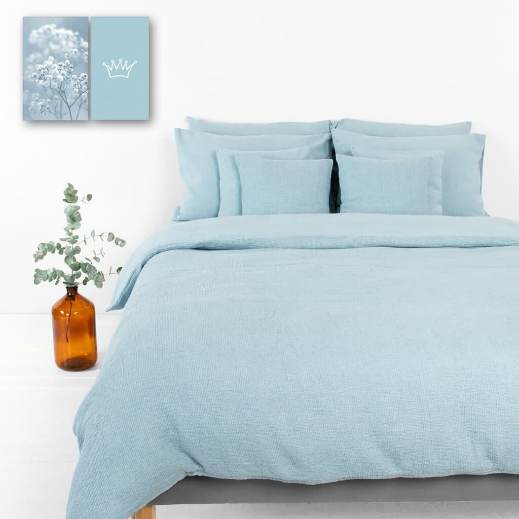royal light blue half linen bedlinen set