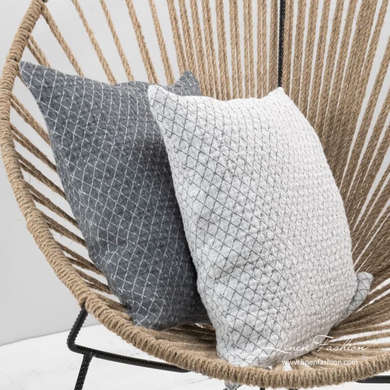Linen cushion cover in white color, sienna.